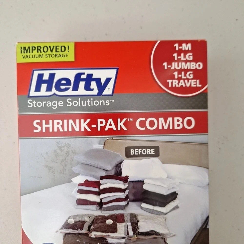 Hefty Shrink-Pak Bags Combo Set Vacuum‎ Storage Bags Waterproof Reusable NEW
